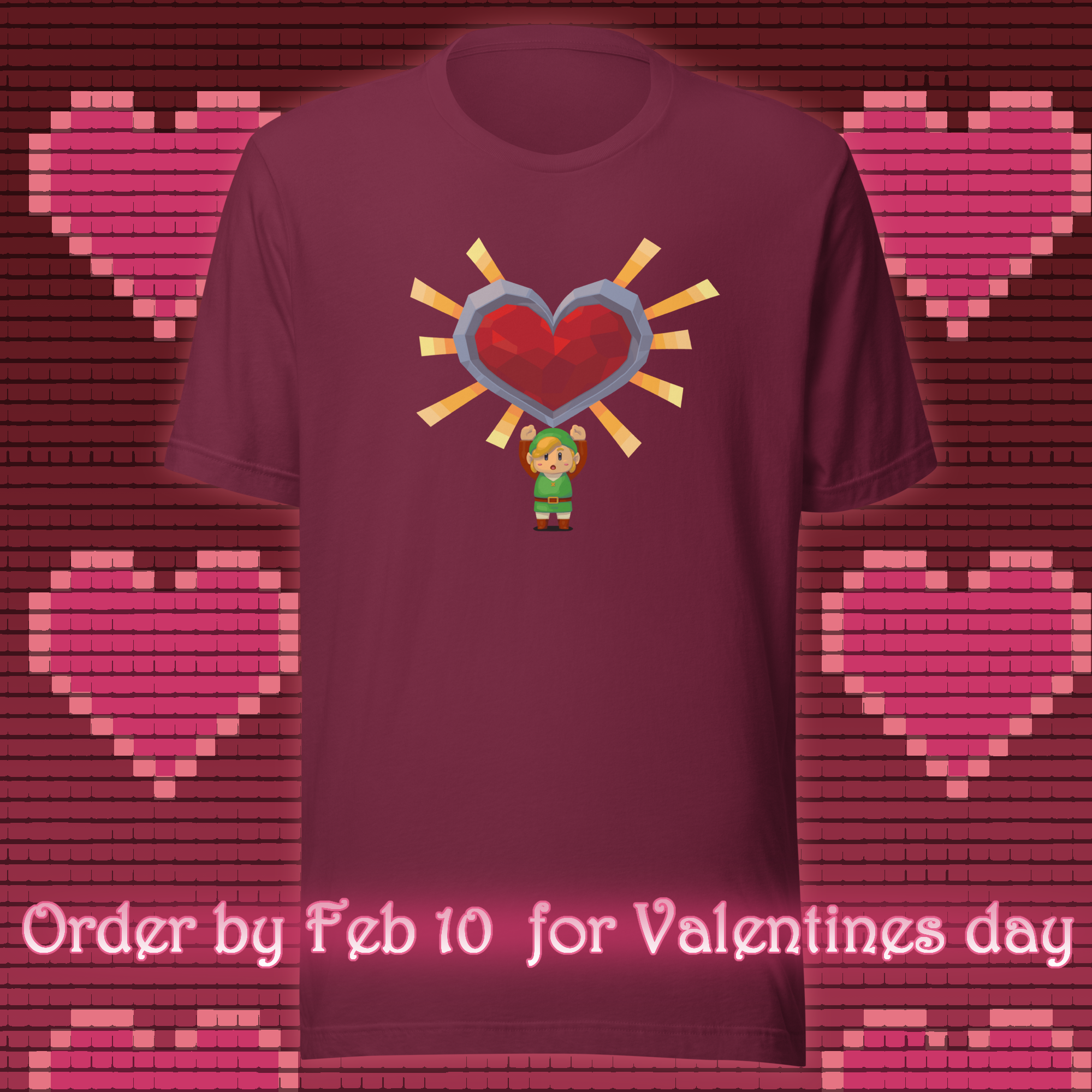 Valentine’s Day Gamer T‑Shirt – "A Link to Your Heart"  | Fantasy Retro Adventure Tee | Geeky Gift for Him or Her