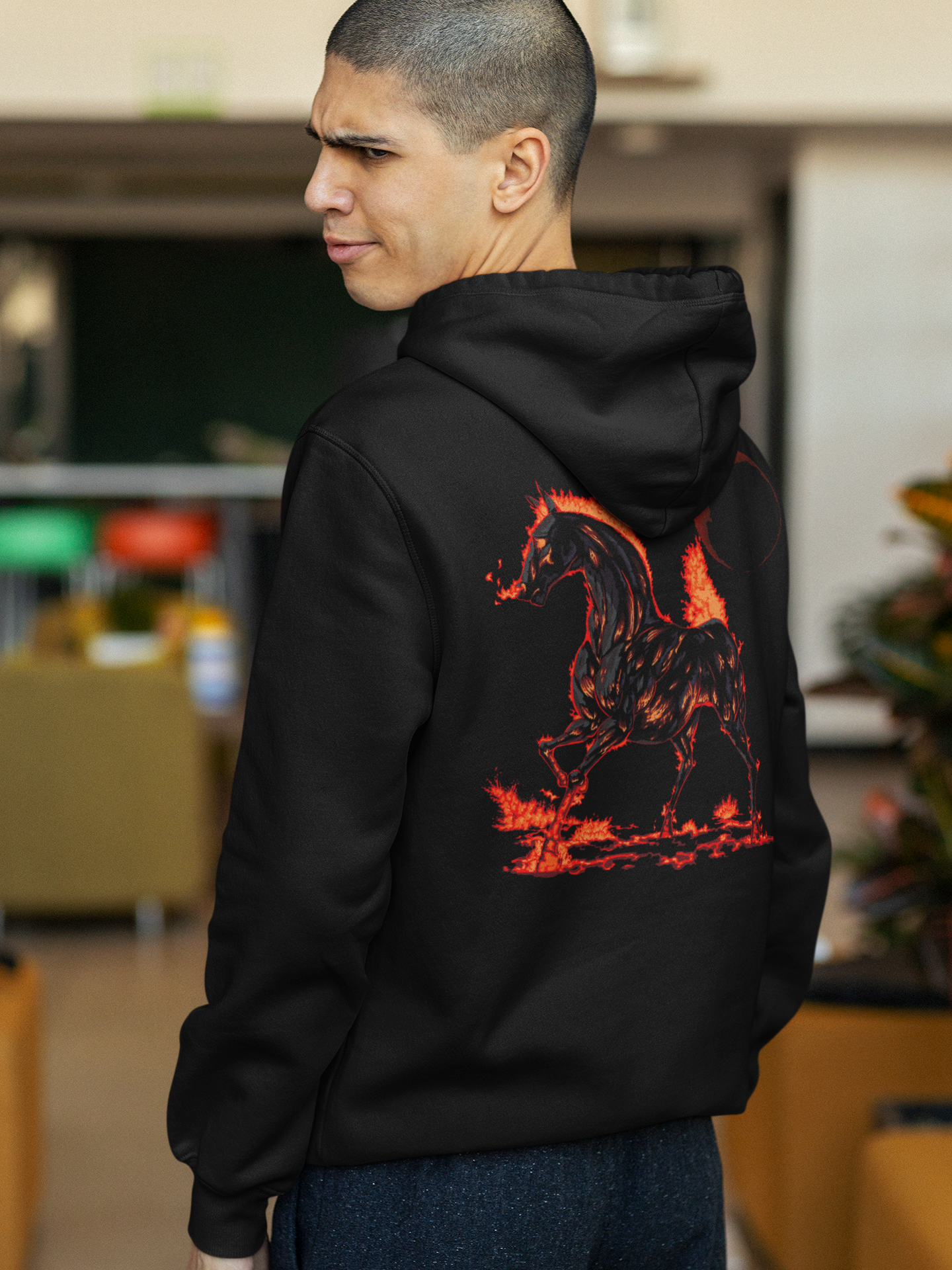 Year of the Fire Horse Back Unisex Hoodie – Zodiac Aesthetic Pullover