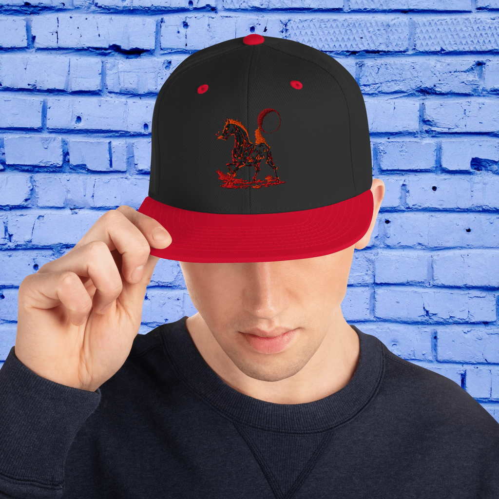 Year of the Fire Horse 2026 Snapback Hat – Retro Fantasy Zodiac Art by Wyvernsmasher