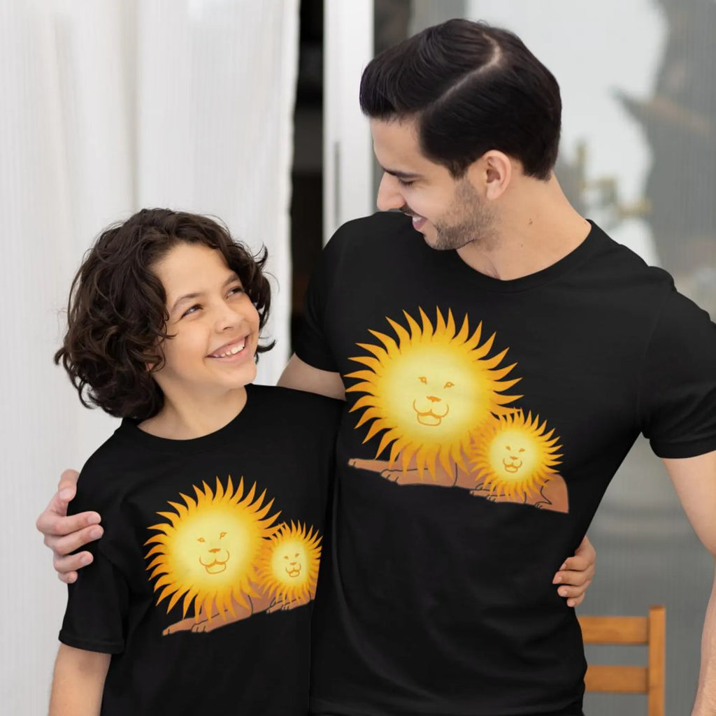 Father & Sun T‑Shirt — Adult Sizes S–2XL — Lion & Cub Meaningful Design