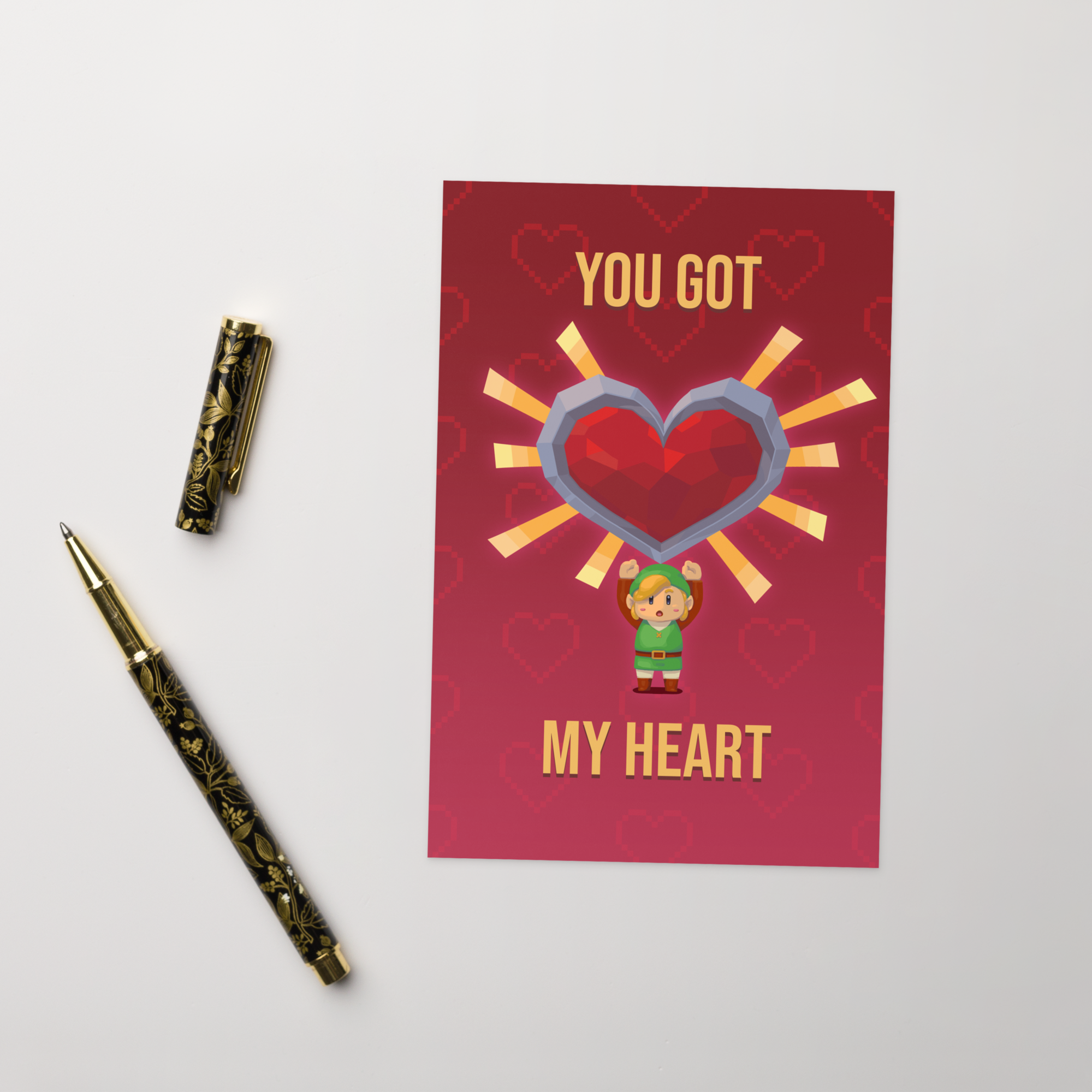 You Got My Heart Valentine Card – Wyvernsmasher Retro Fantasy Art