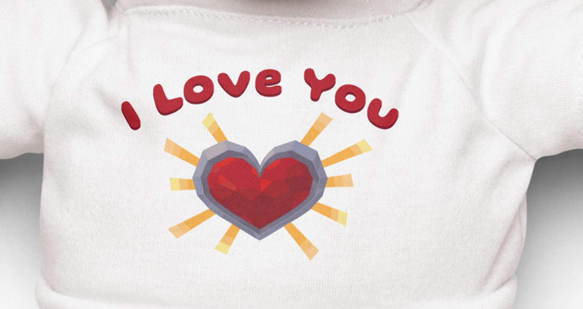 I Love You Teddy Bear – wearing a Retro‑Style Heart T-shirt – Mother’s Day Gift (US Only)