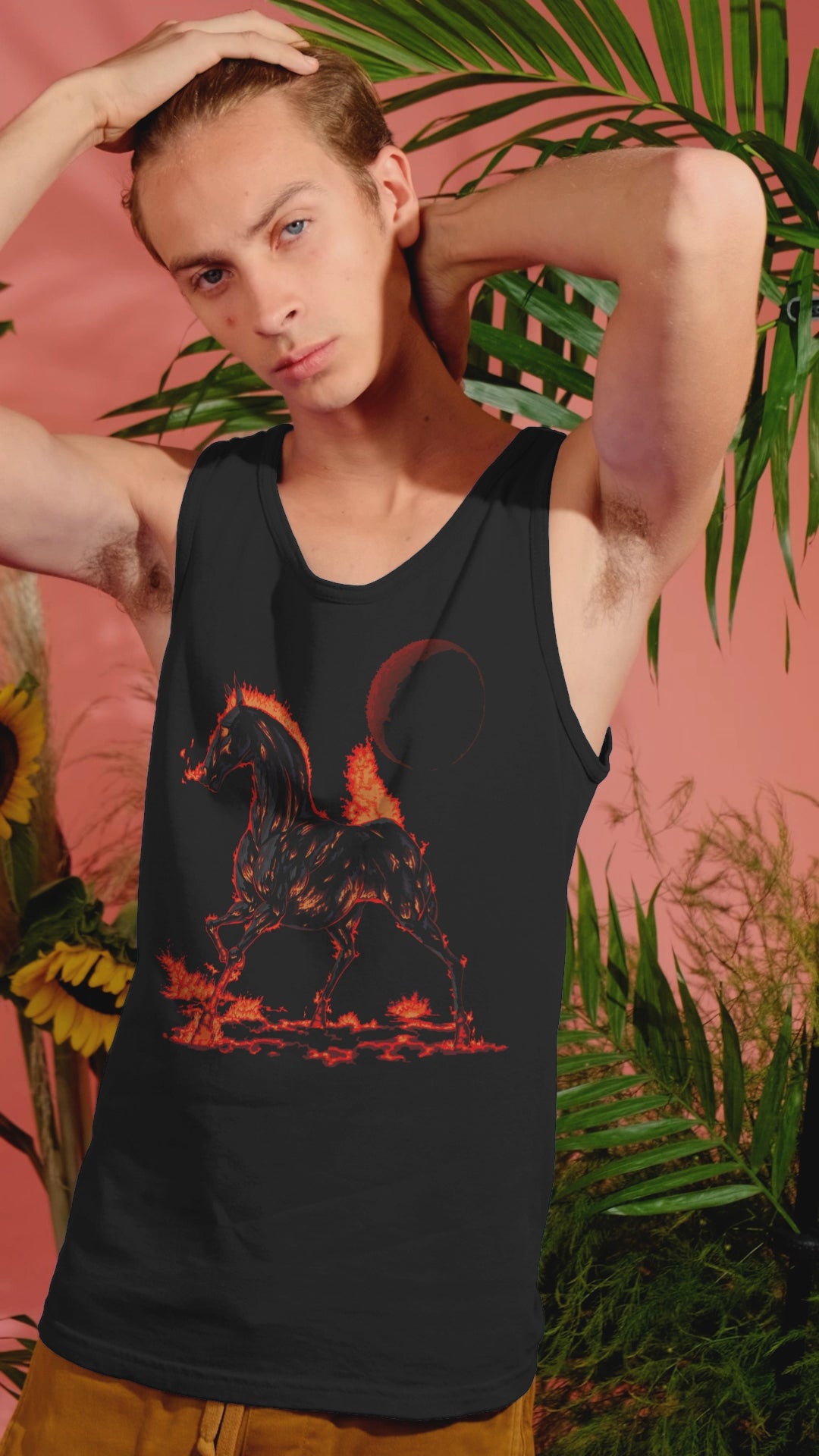 Year of the Fire Horse 2026 Men’s Tank Top – Retro Fantasy Zodiac Art by Wyvernsmasher