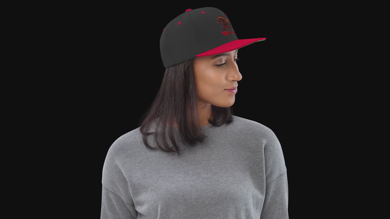 Year of the Fire Horse 2026 Snapback Hat – Retro Fantasy Zodiac Art by Wyvernsmasher