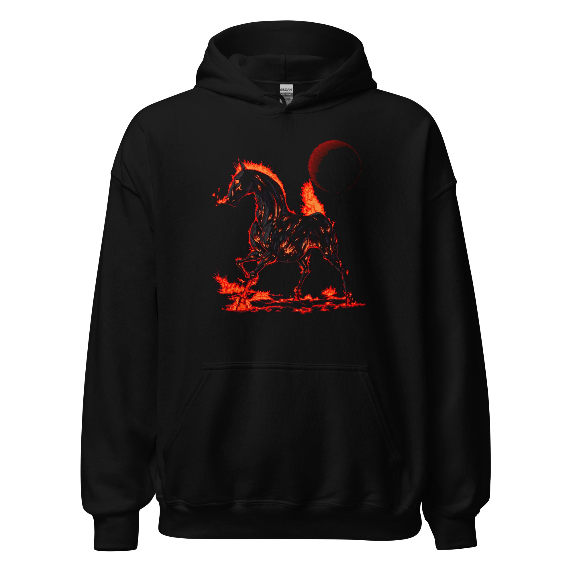 Year of the Fire Horse Front‑Design Hoodie – Black Unisex Pullover