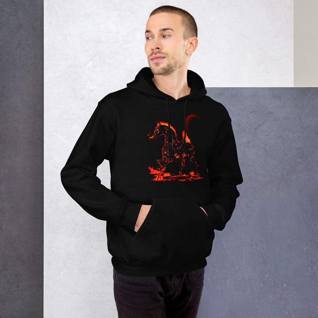 Year of the Fire Horse Front‑Design Hoodie – Black Unisex Pullover
