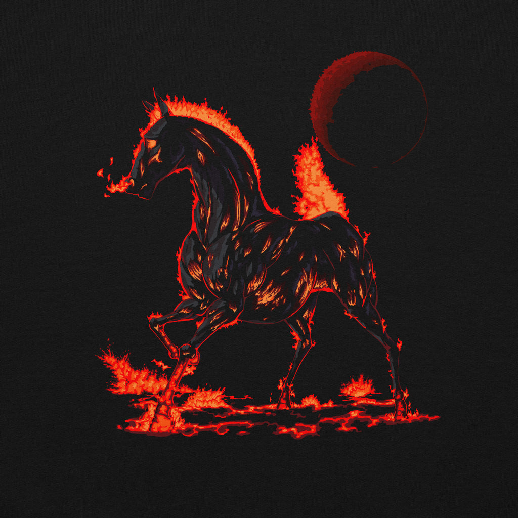 Year of the Fire Horse Front‑Design Hoodie – Black Unisex Pullover