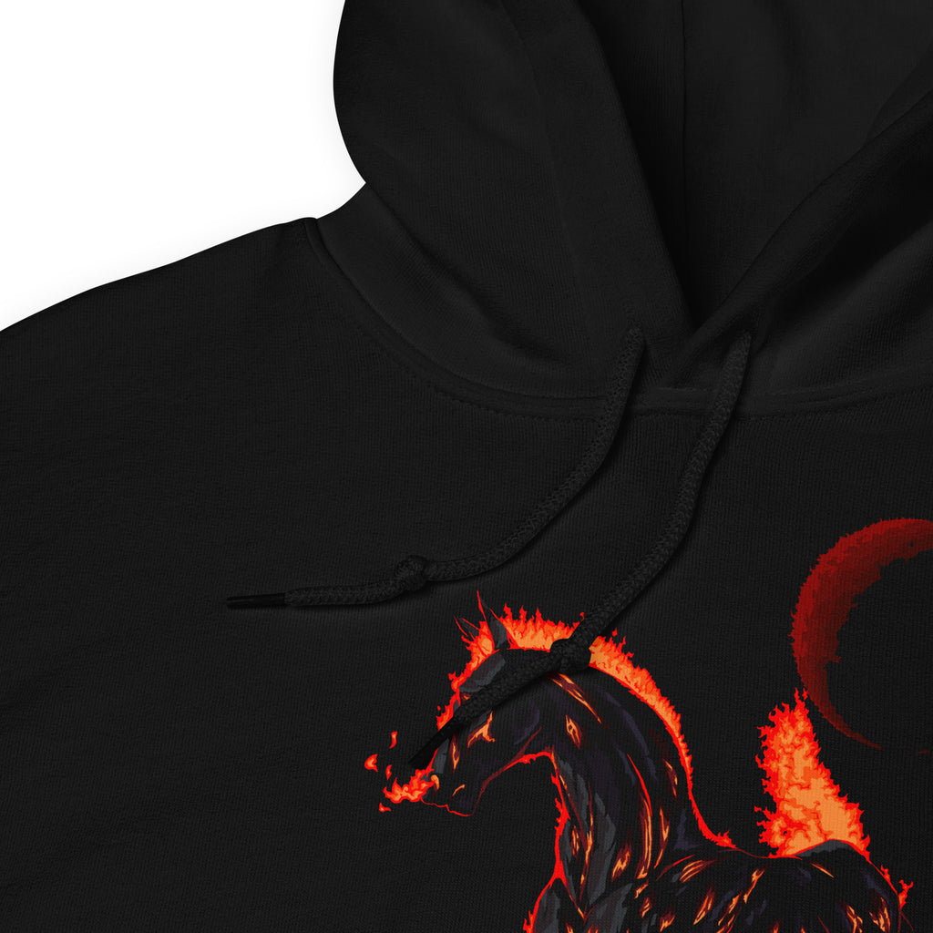 Year of the Fire Horse Front‑Design Hoodie – Black Unisex Pullover