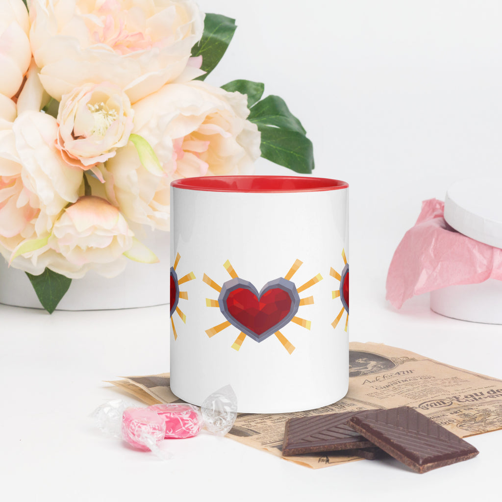 Retro‑Style Heart Mug with Red Colour Inside – Mother’s Day Gift