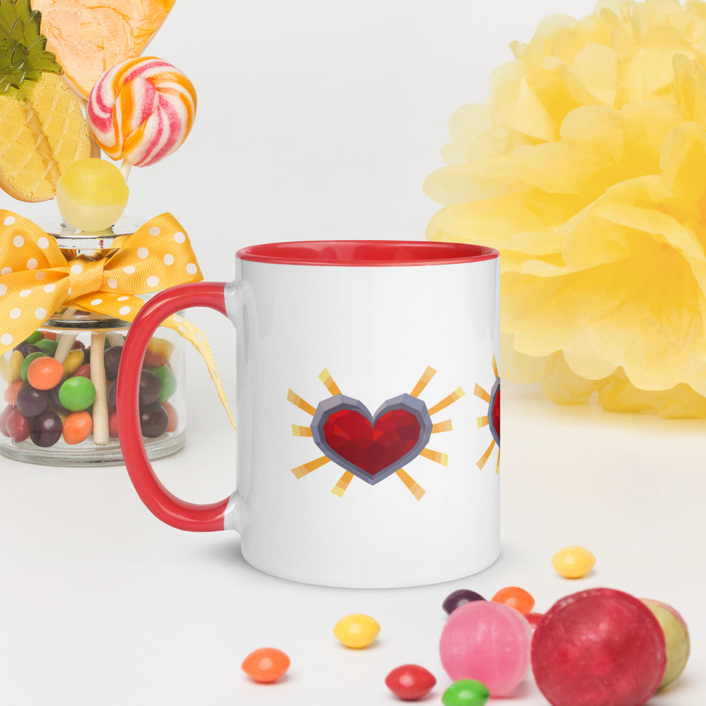 Retro‑Style Heart Mug with Red Colour Inside – Mother’s Day Gift