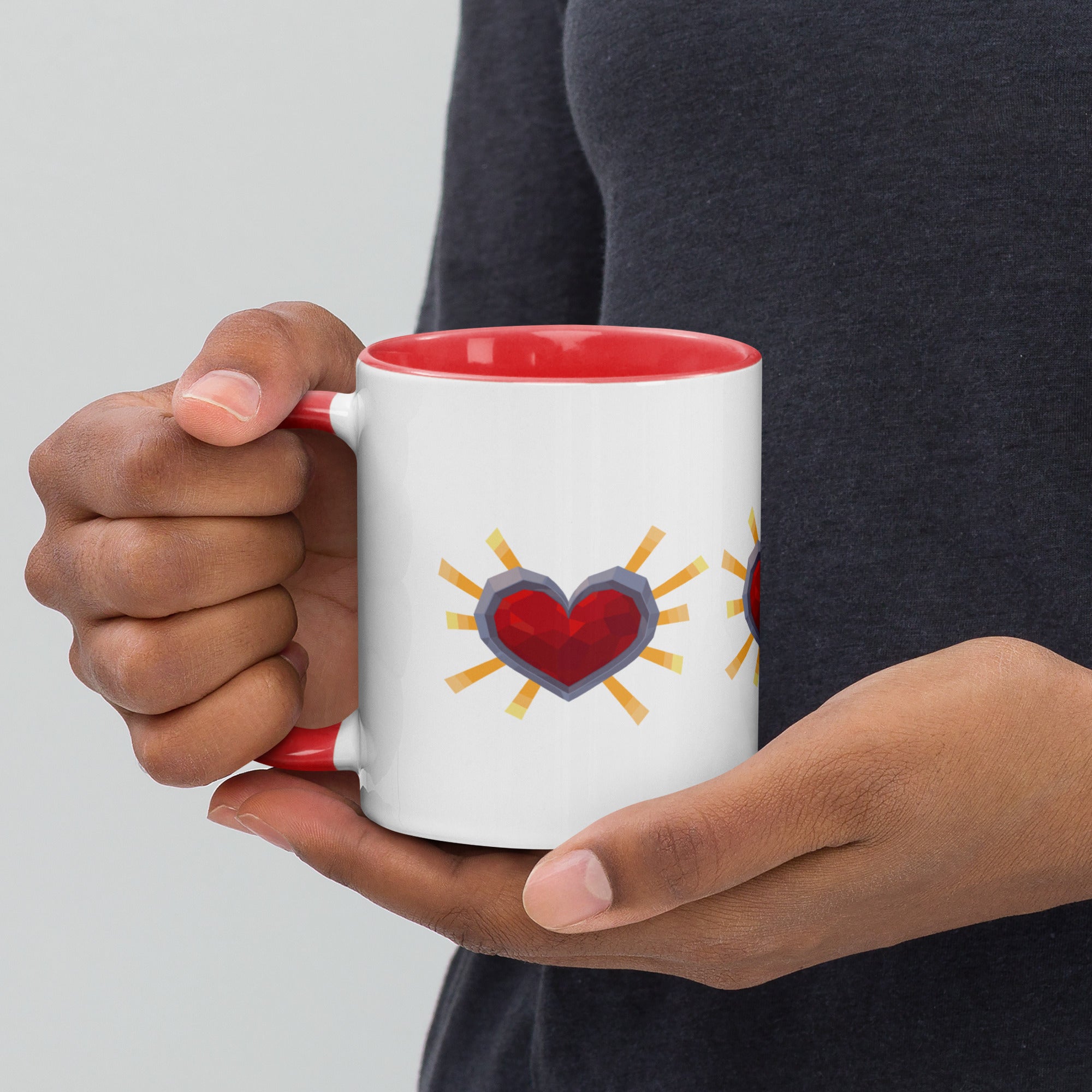 Retro‑Style Heart Mug with Red Colour Inside – Mother’s Day Gift