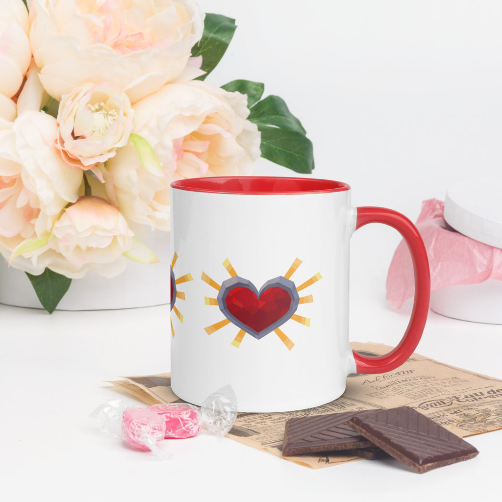 Retro‑Style Heart Mug with Red Colour Inside – Mother’s Day Gift