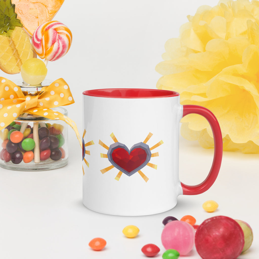 Retro‑Style Heart Mug with Red Colour Inside – Mother’s Day Gift