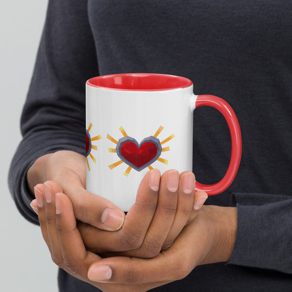 Retro‑Style Heart Mug with Red Colour Inside – Mother’s Day Gift